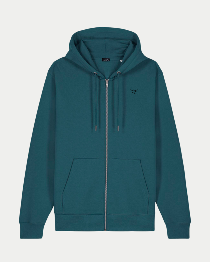 Sweat Capuche Zip Bleu Canard
