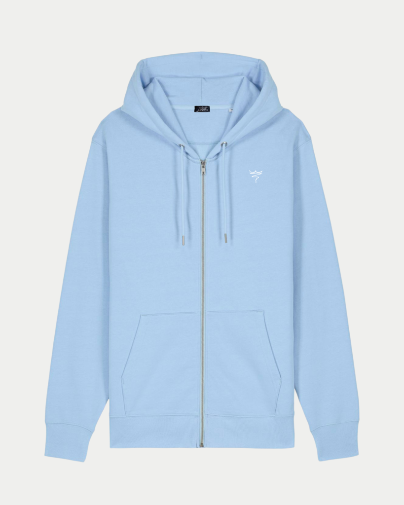 Sweat Capuche Zip Bleu Ciel