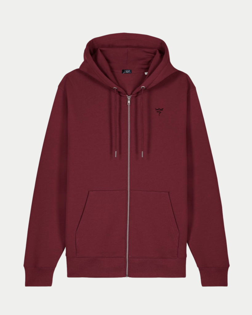 Sweat Capuche Zip Bordeaux