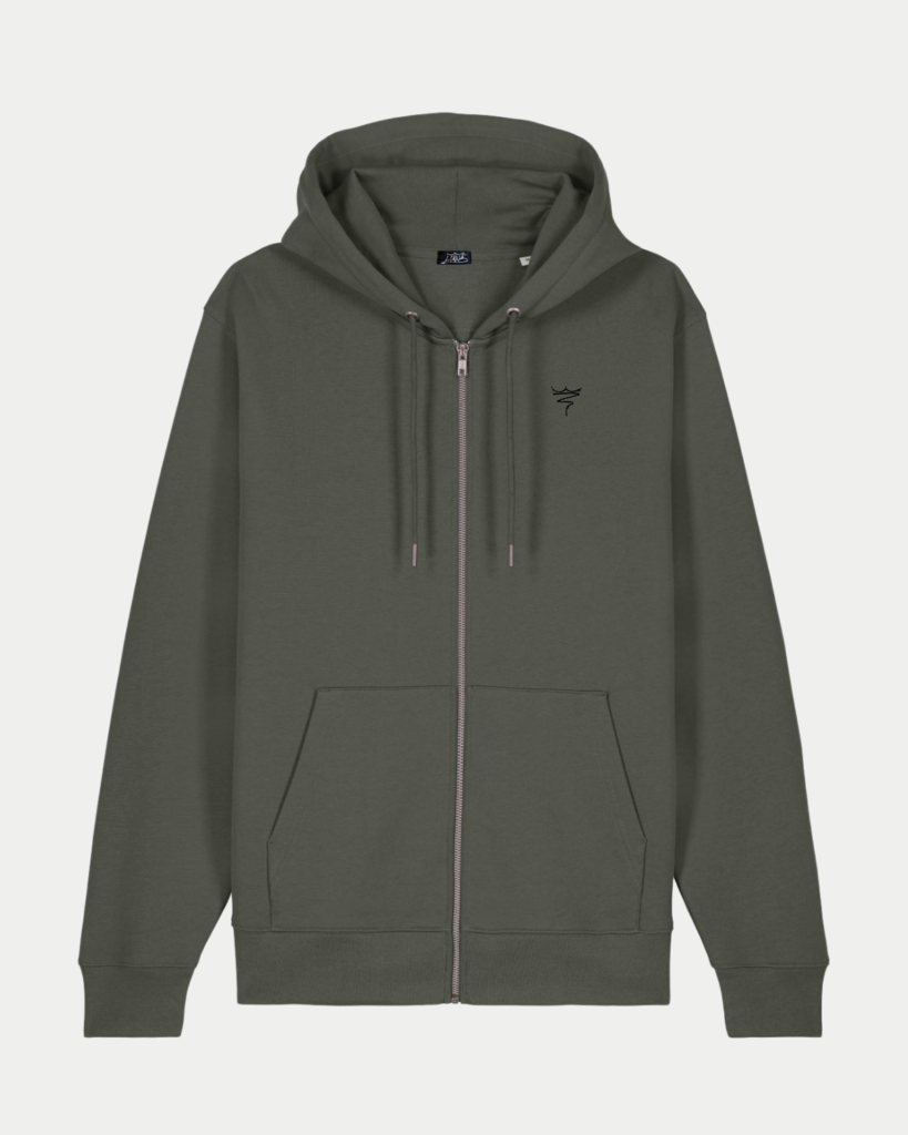 Sweat Capuche Zip Kaki