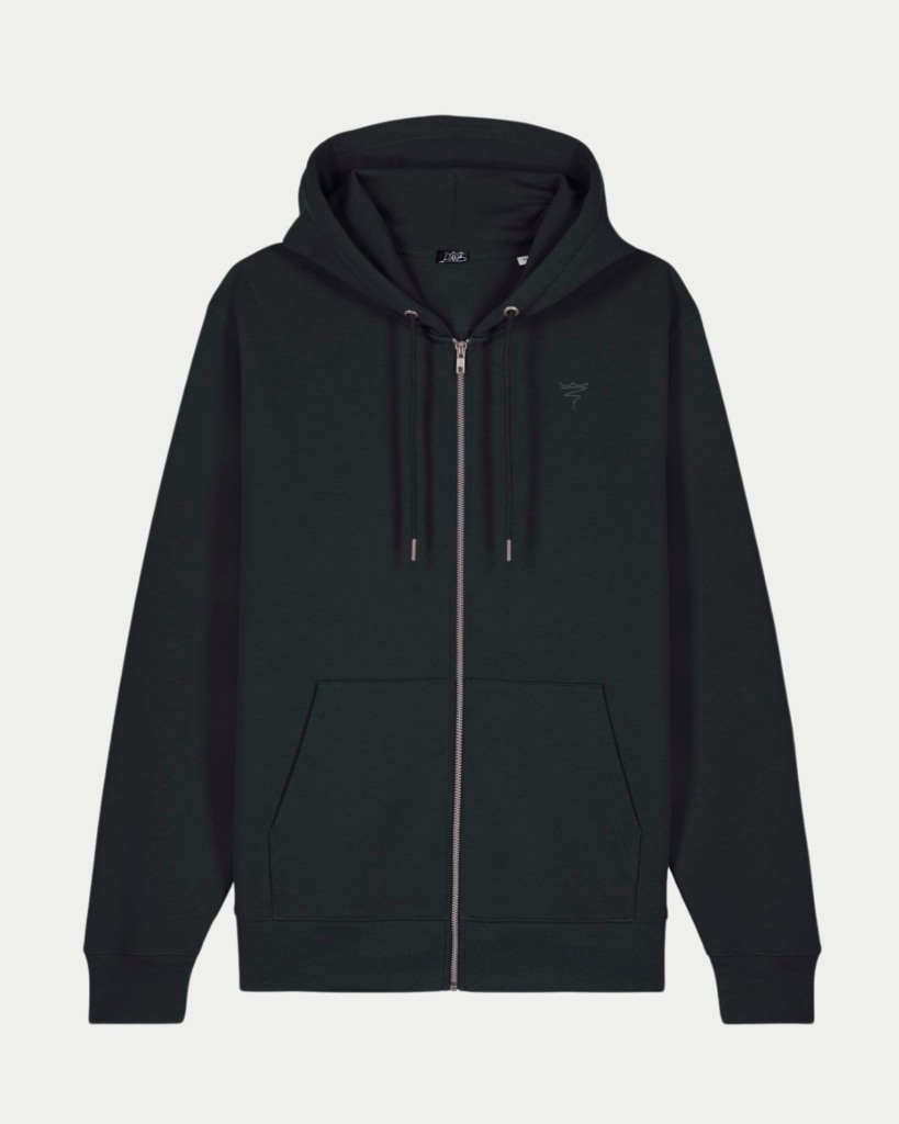 Sweat Capuche Zip Noir Ebène