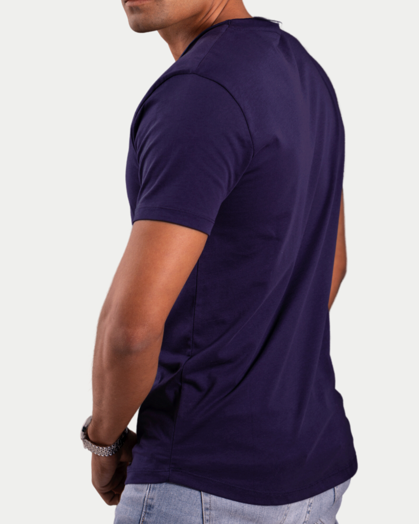 T-Shirt Coton Bio Tag Bleu Encre Dos