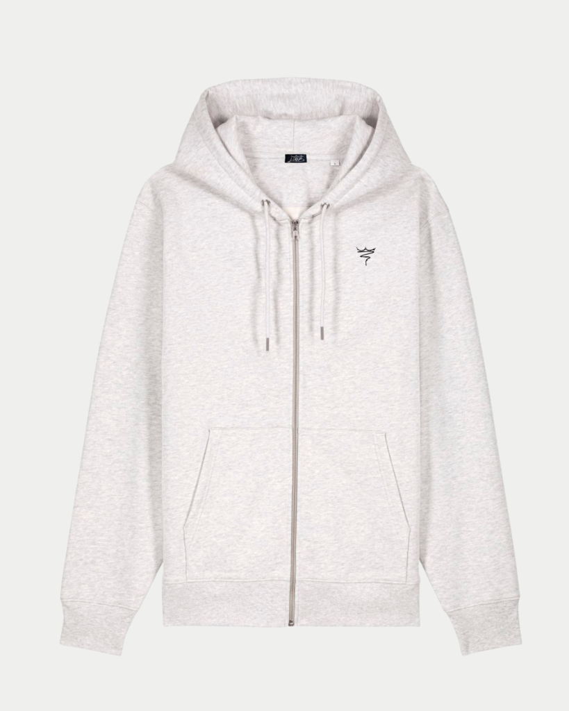 Sweat Capuche Zip Gris Clair Chiné