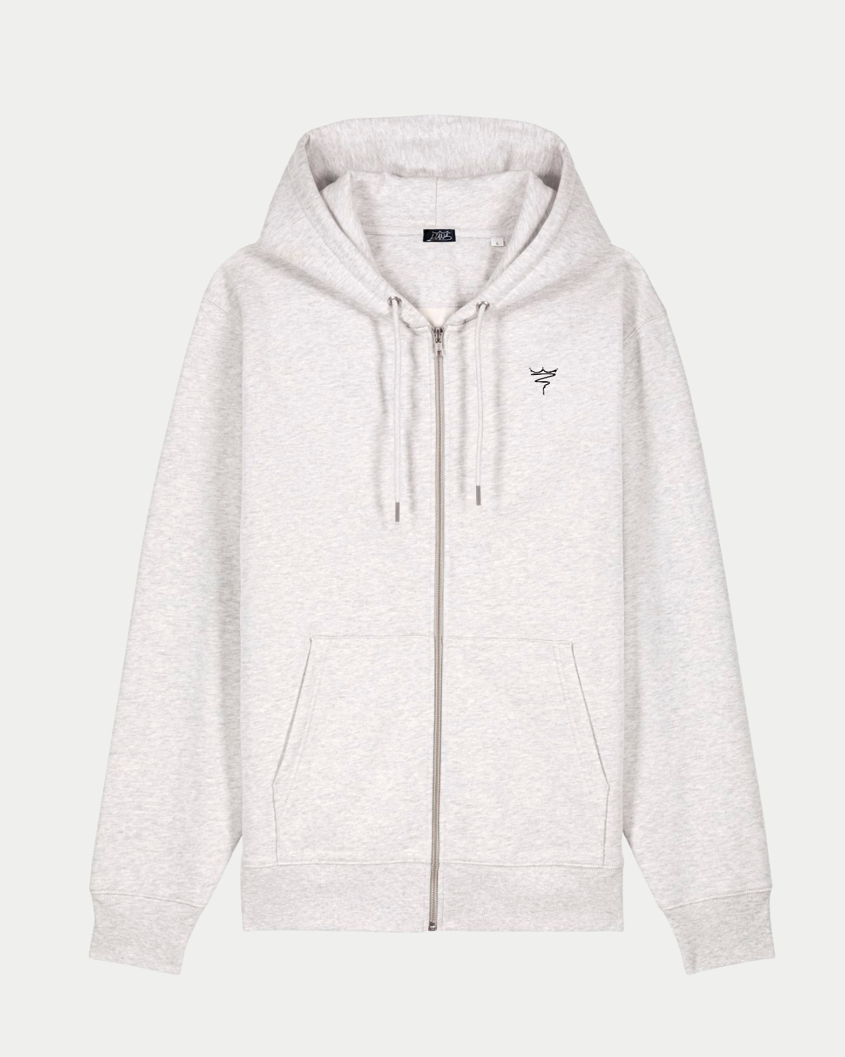 Sweat Capuche Zip Gris Clair Chiné