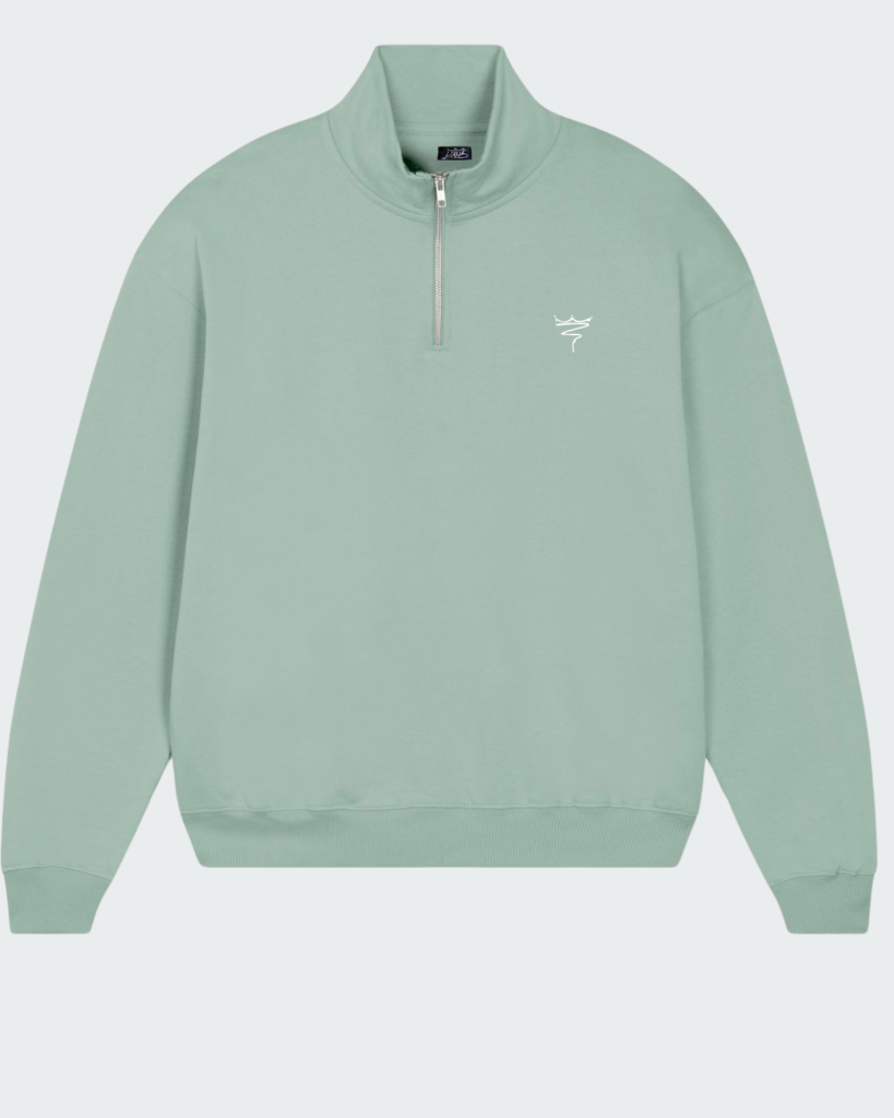 Sweat Col Zip Oversize Aloe Vera