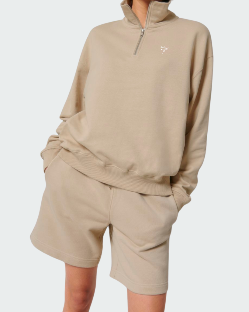 Sweat Col Zip Oversize Poussière du Désert Femme